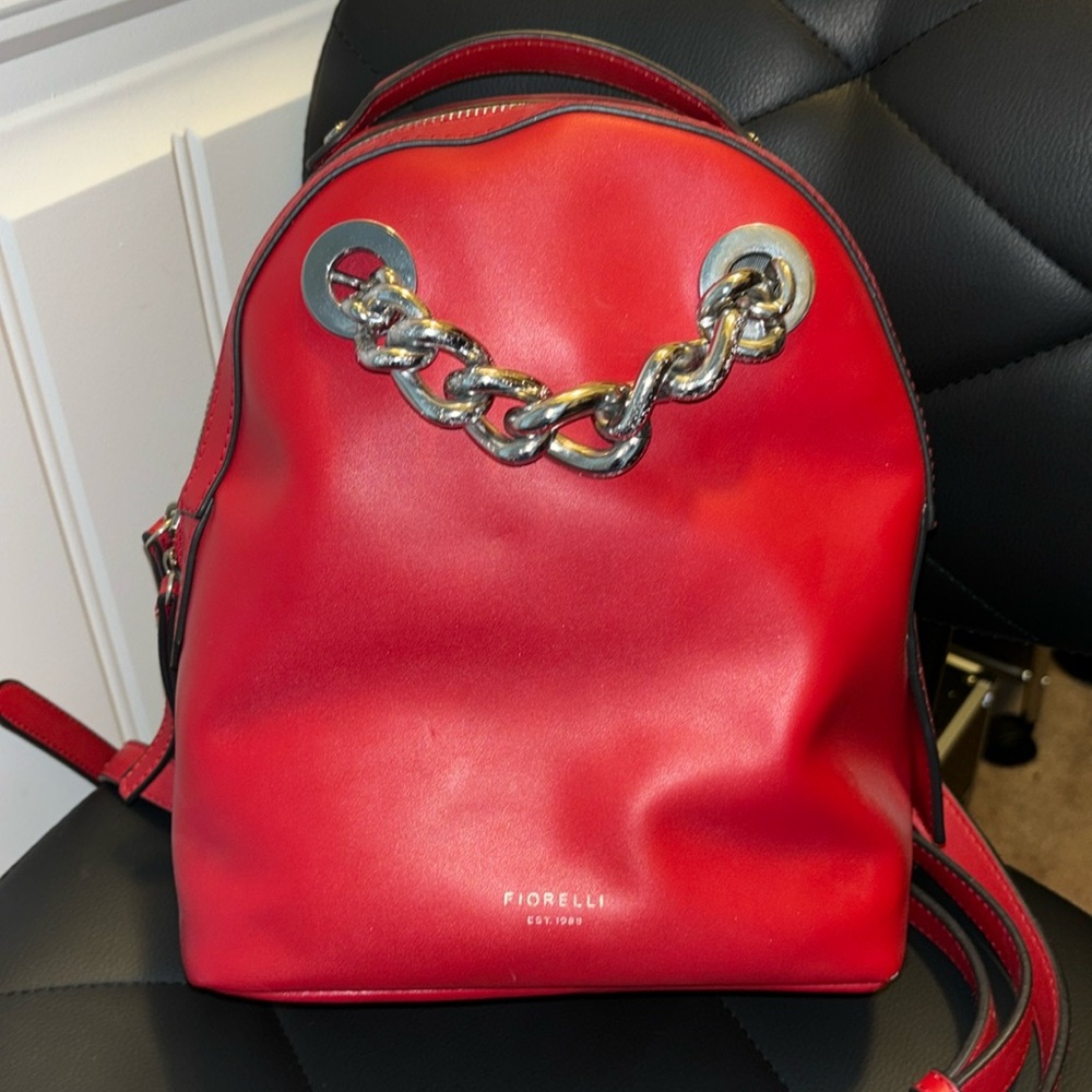Red backpack purse